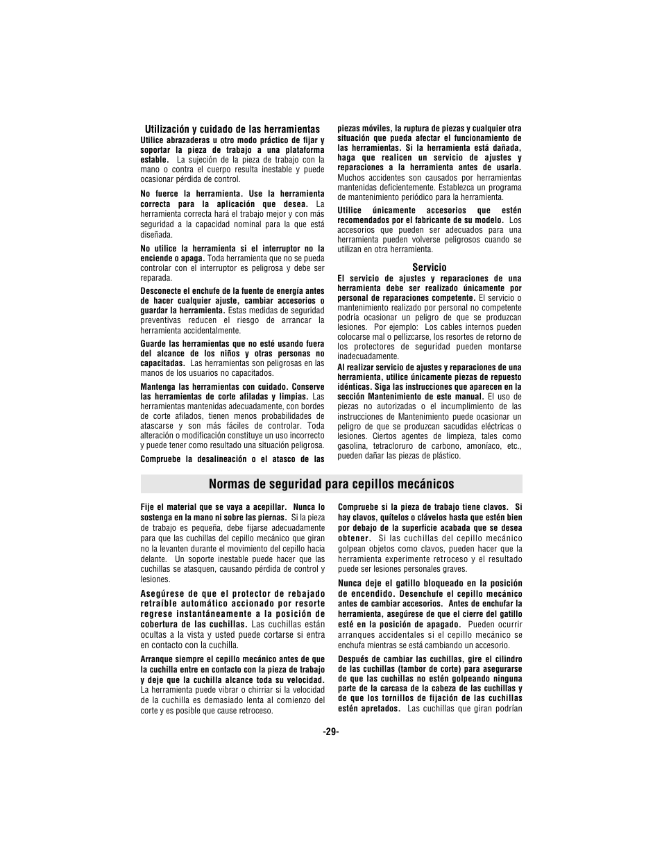 Normas de seguridad para cepillos mecánicos | Bosch 1594 User Manual | Page 29 / 44