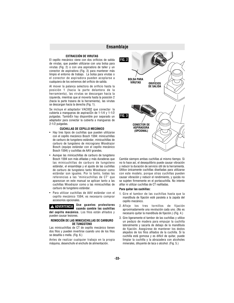 Ensamblaje | Bosch 1594 User Manual | Page 33 / 44