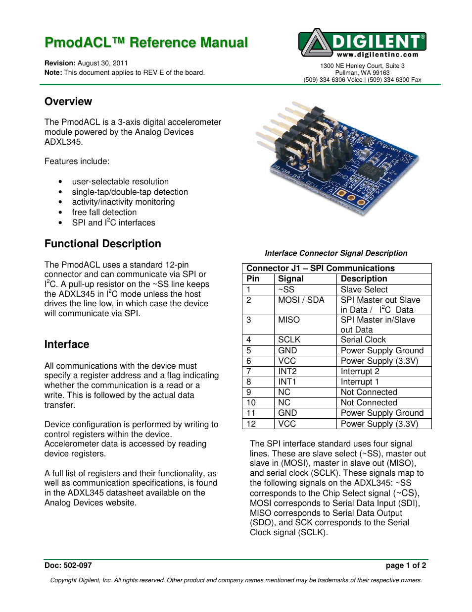 Digilent 410-097P-KIT User Manual | 2 pages