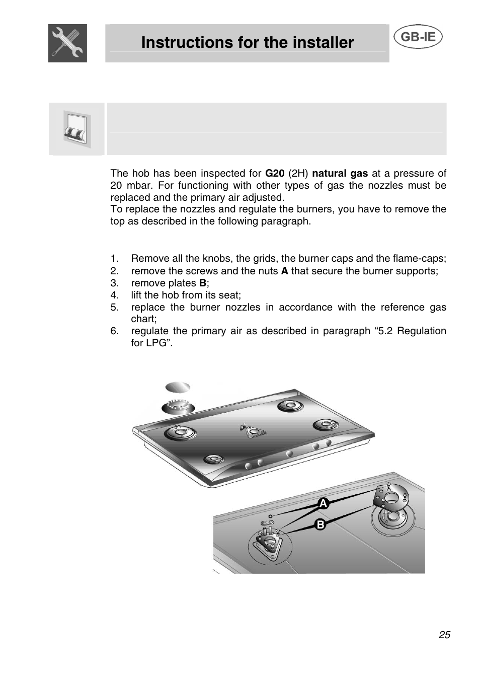 Instructions for the installer, Adaptation to different types of gas | Bosch NET 682 C User Manual | Page 10 / 17