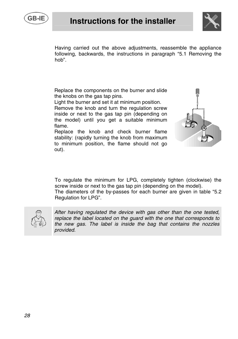 Instructions for the installer, Final operations, 1 regulation of minimum for natural gas | 2 regulation of minimum for lpg | Bosch NET 682 C User Manual | Page 13 / 17