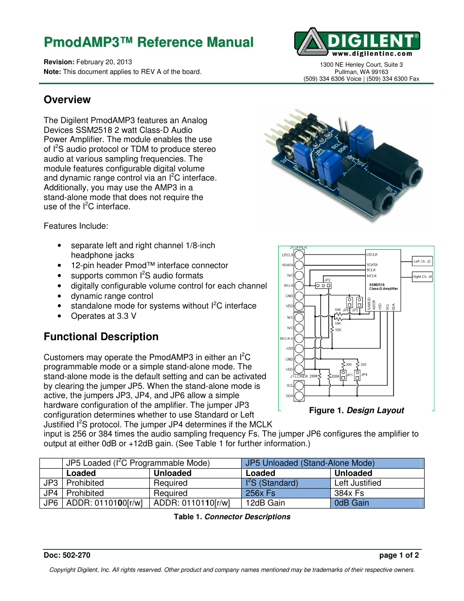 Digilent 410-270P-KIT User Manual | 2 pages