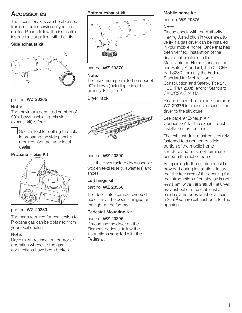 Accessories | Bosch WTXD5500UC User Manual | Page 12 / 83