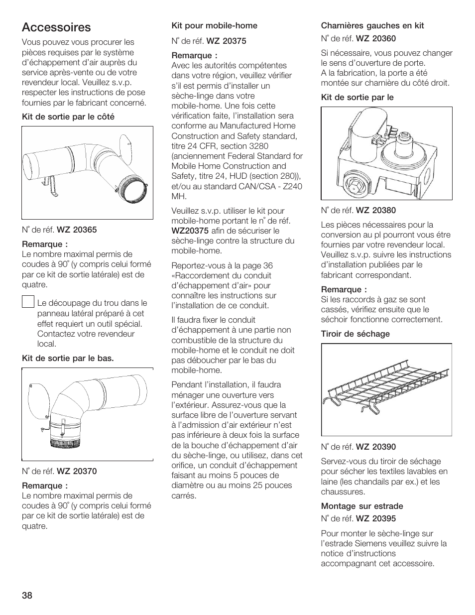 Accessoires | Bosch WTXD5500UC User Manual | Page 39 / 83