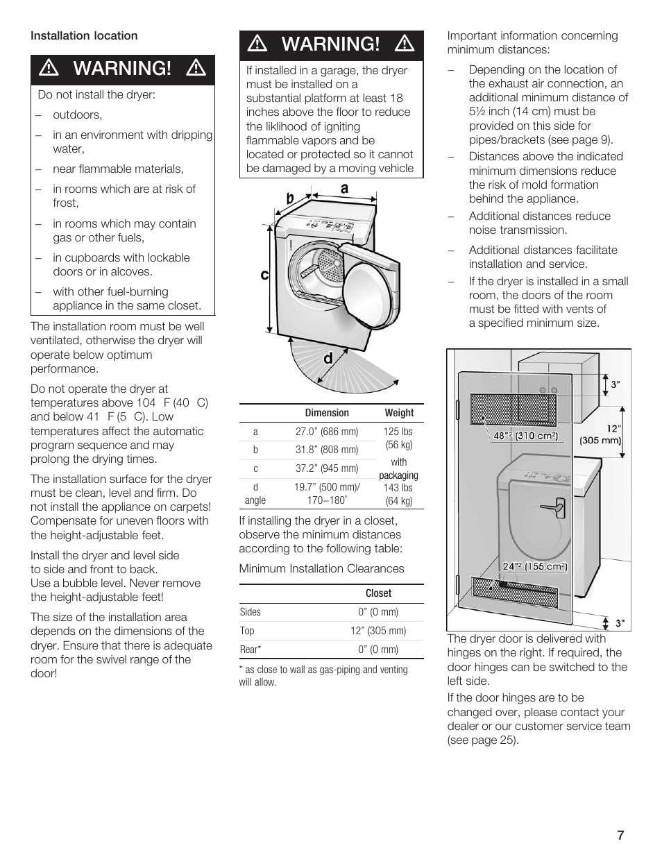 Warning | Bosch WTXD5500UC User Manual | Page 8 / 83