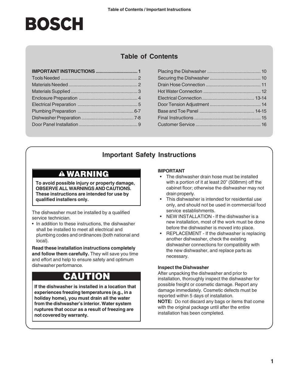 Bosch BOSCH diswacher User Manual | Page 3 / 52