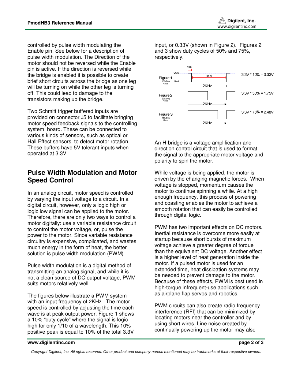 Pulse width modulation and motor speed control | Digilent 410-069P User Manual | Page 2 / 3