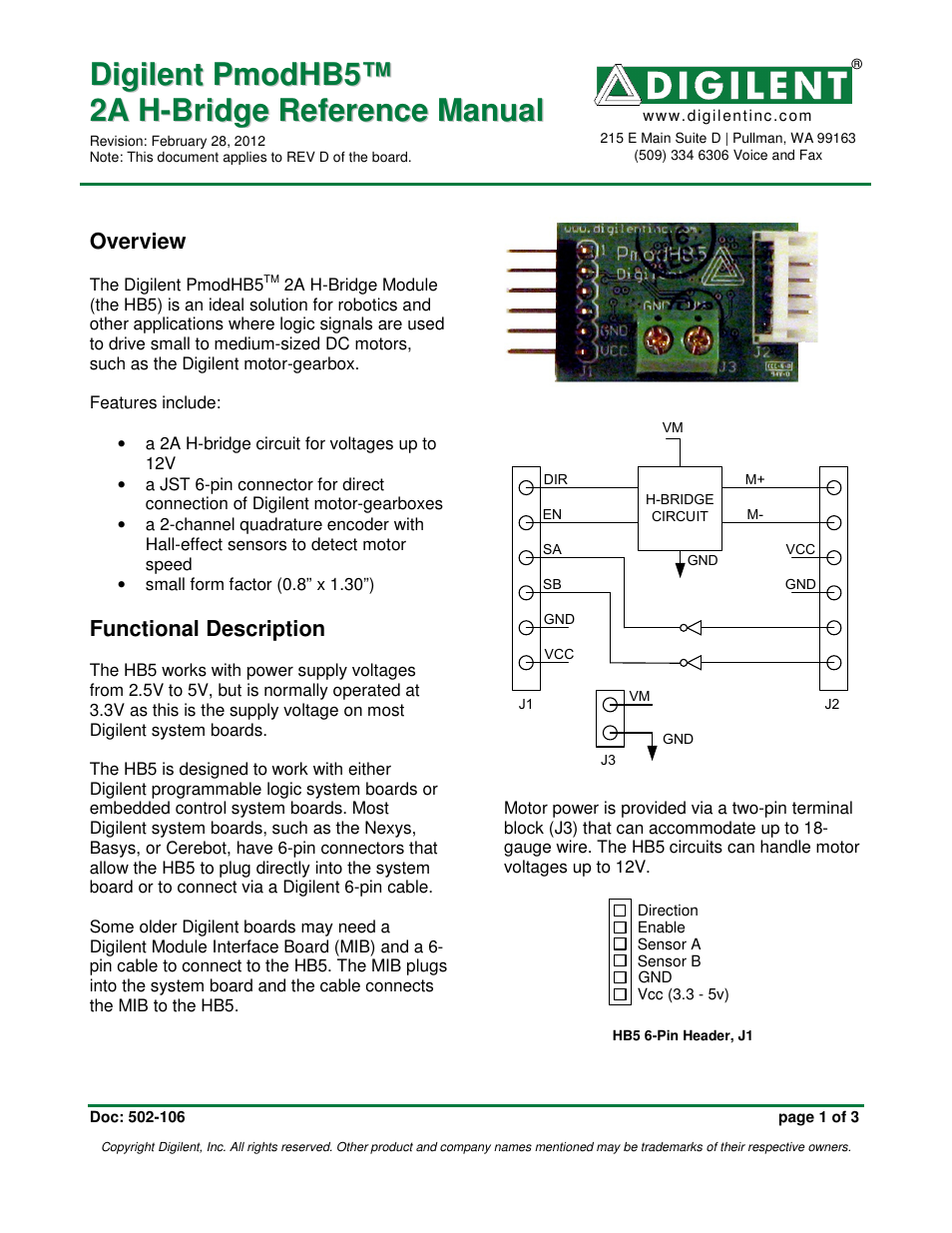 Digilent 410-106P User Manual | 3 pages