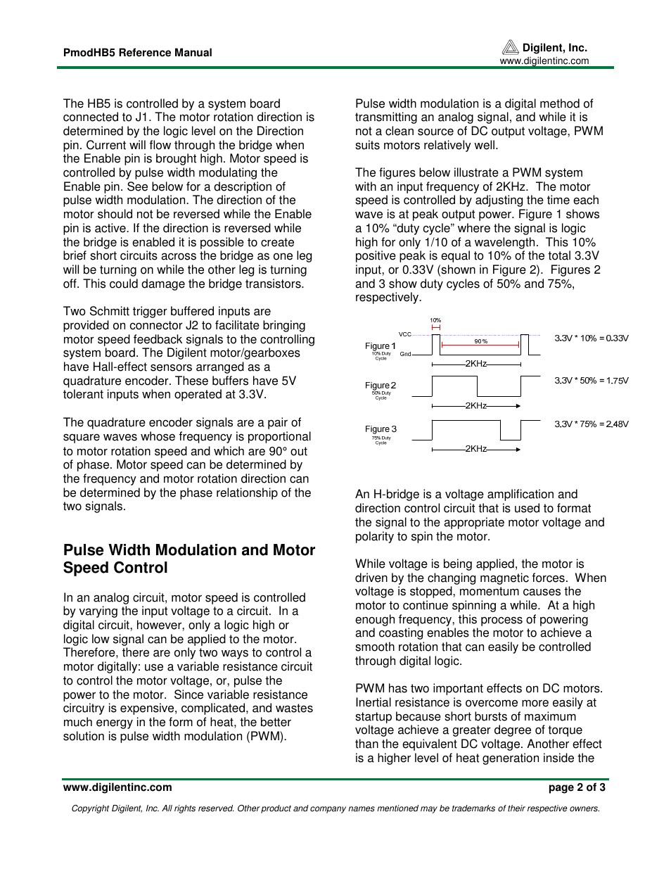 Pulse width modulation and motor speed control | Digilent 410-106P User Manual | Page 2 / 3