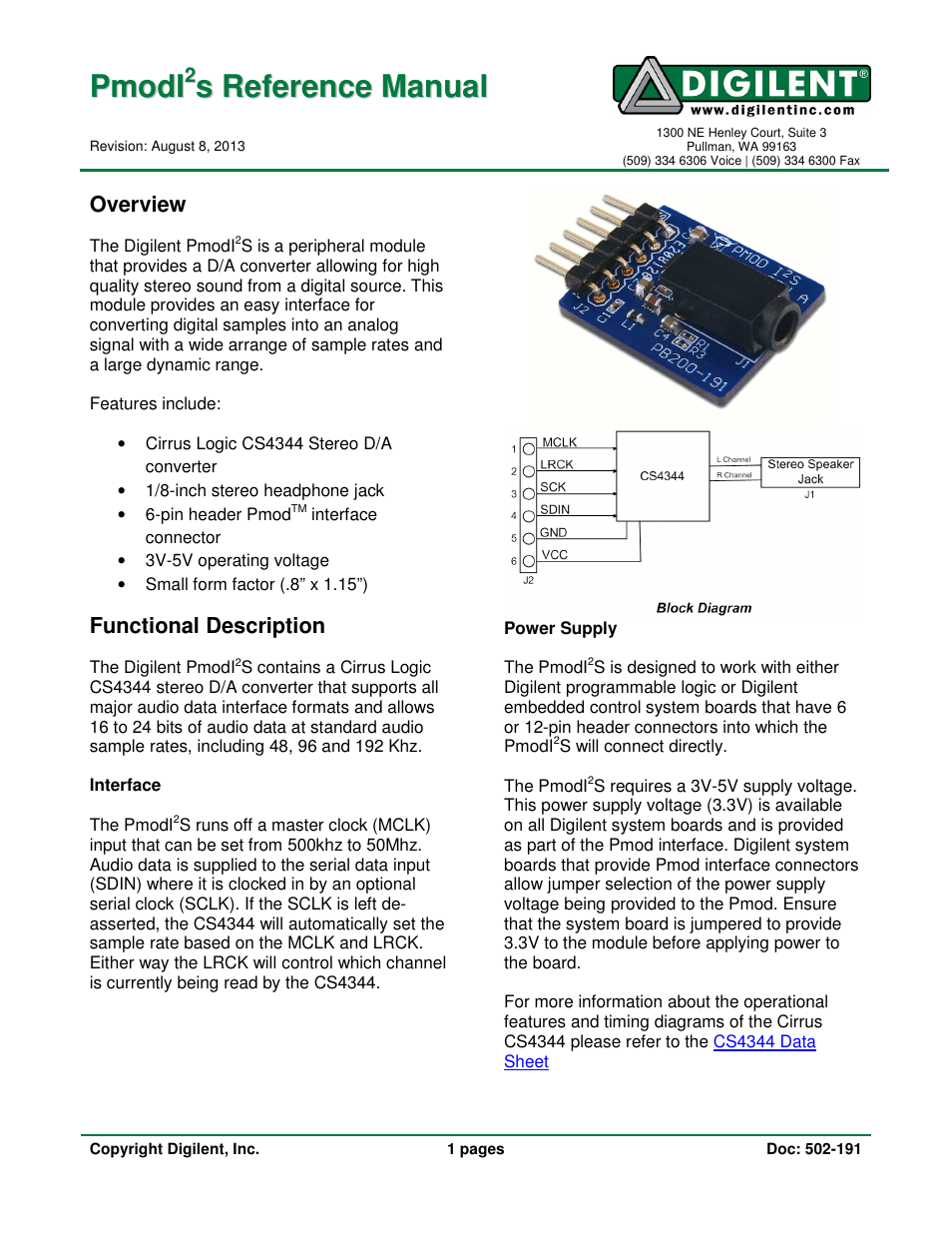 Digilent 410-191P User Manual | 1 page