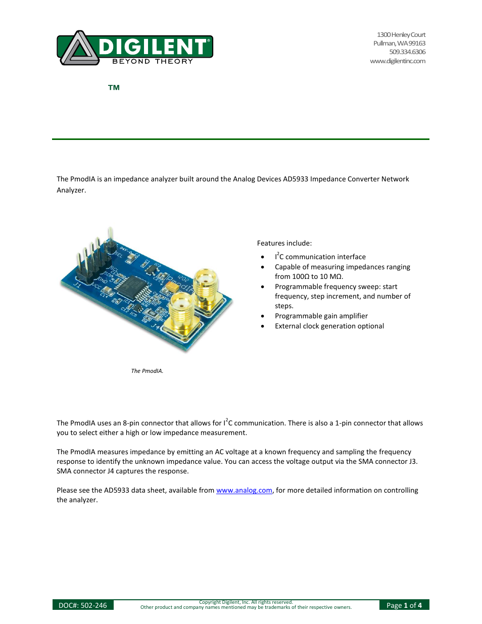 Digilent 410-246 User Manual | 4 pages