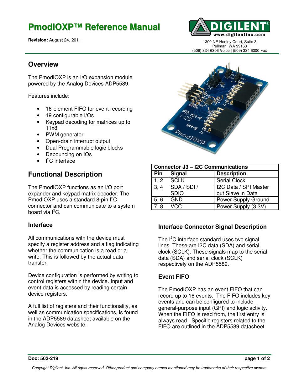Digilent 410-219P User Manual | 2 pages