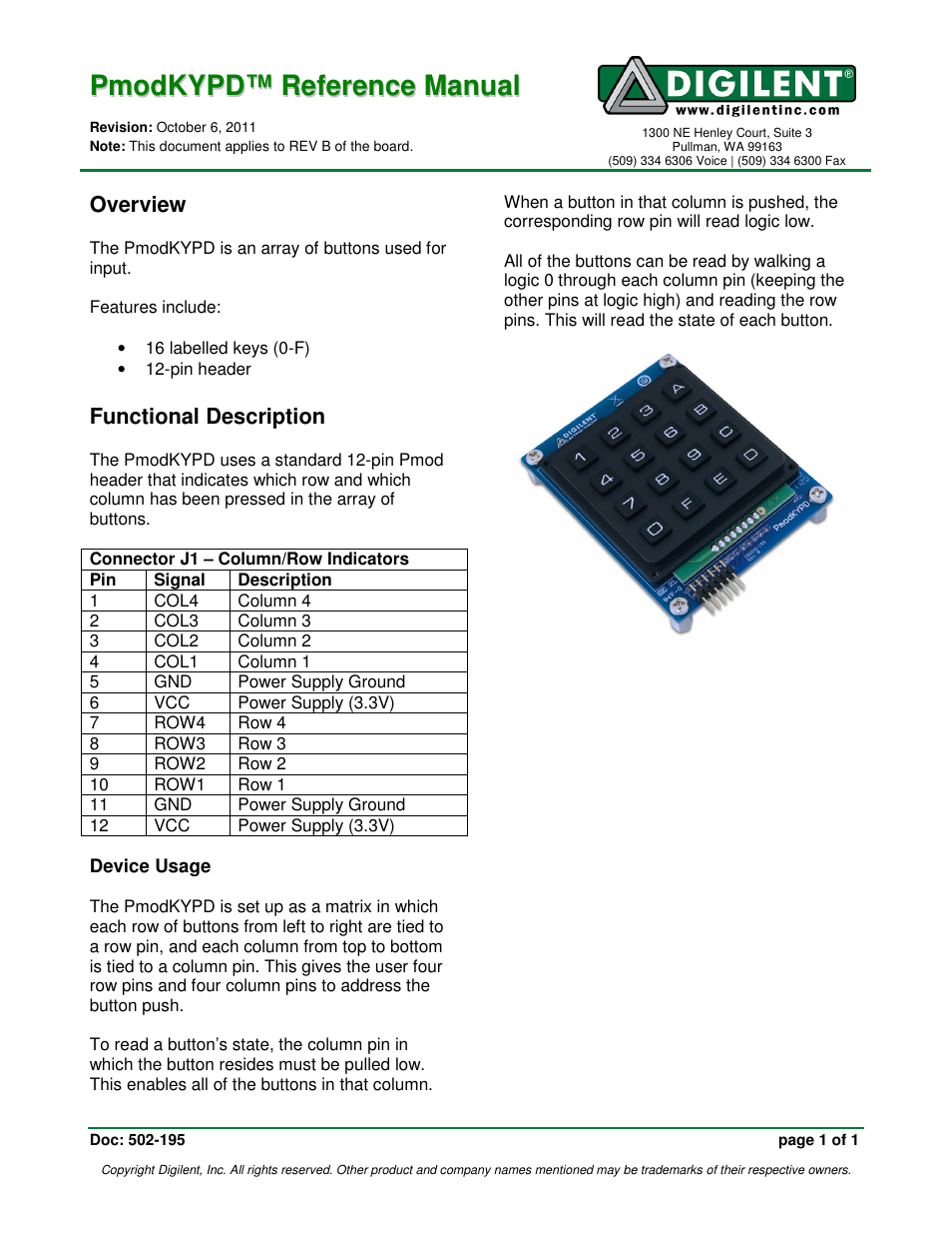 Digilent 410-195P User Manual | 1 page