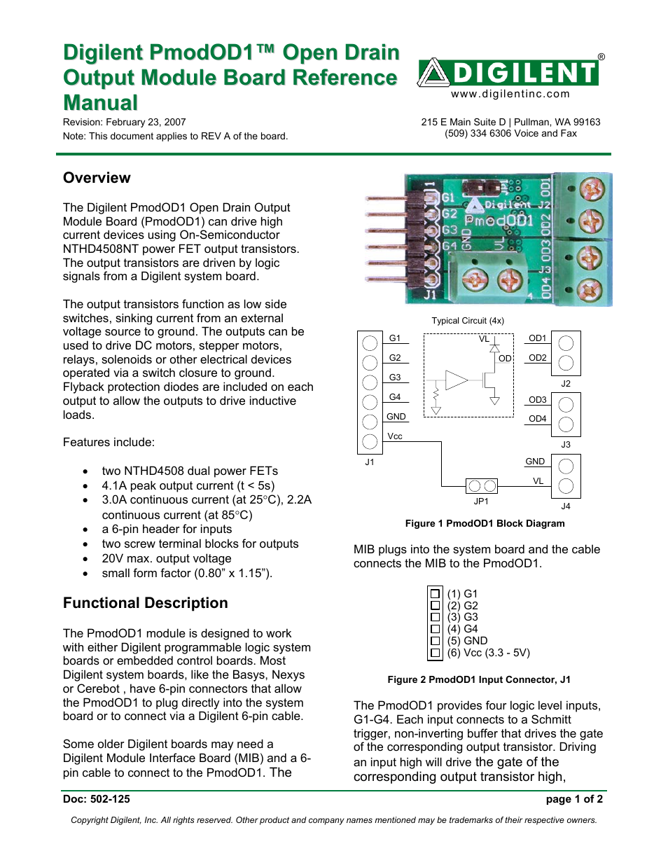 Digilent 410-125P User Manual | 2 pages