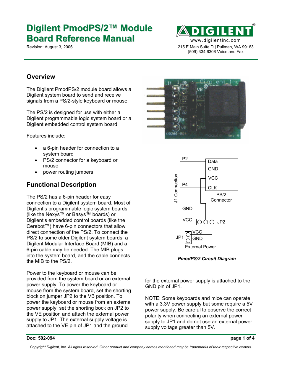 Digilent 410-094P User Manual | 4 pages