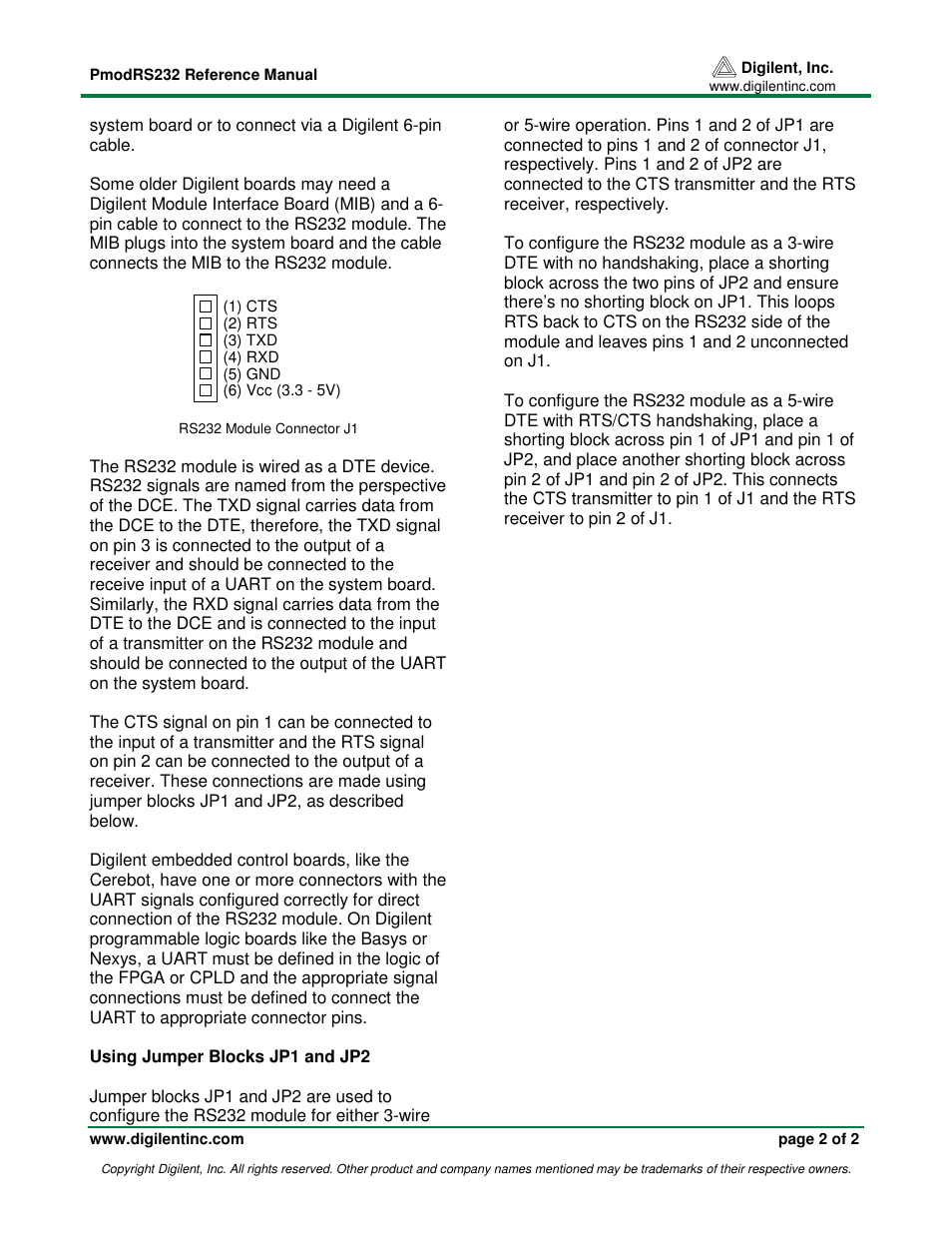 Digilent 410-068P Rev.B User Manual | Page 2 / 2