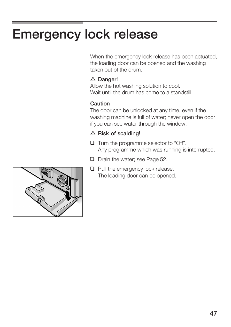 Emergency lock release | Bosch WFR 3230 User Manual | Page 47 / 76