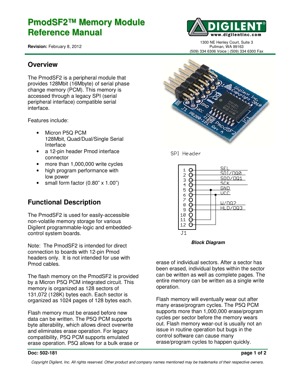 Digilent 410-181P-KIT User Manual | 2 pages