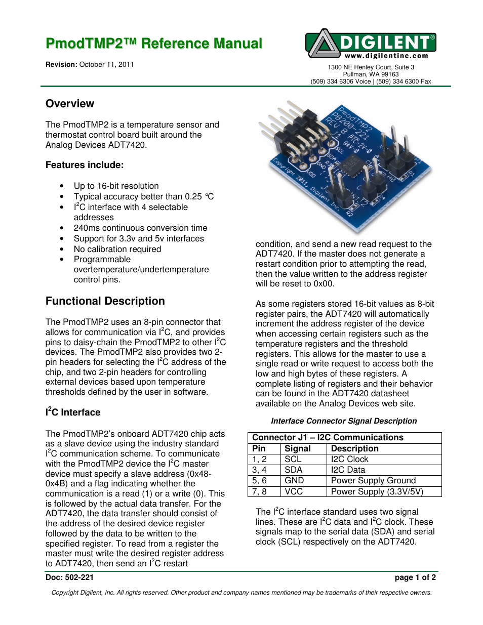 Digilent 410-221P User Manual | 2 pages