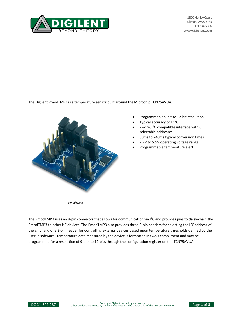 Digilent 410-287P User Manual | 3 pages