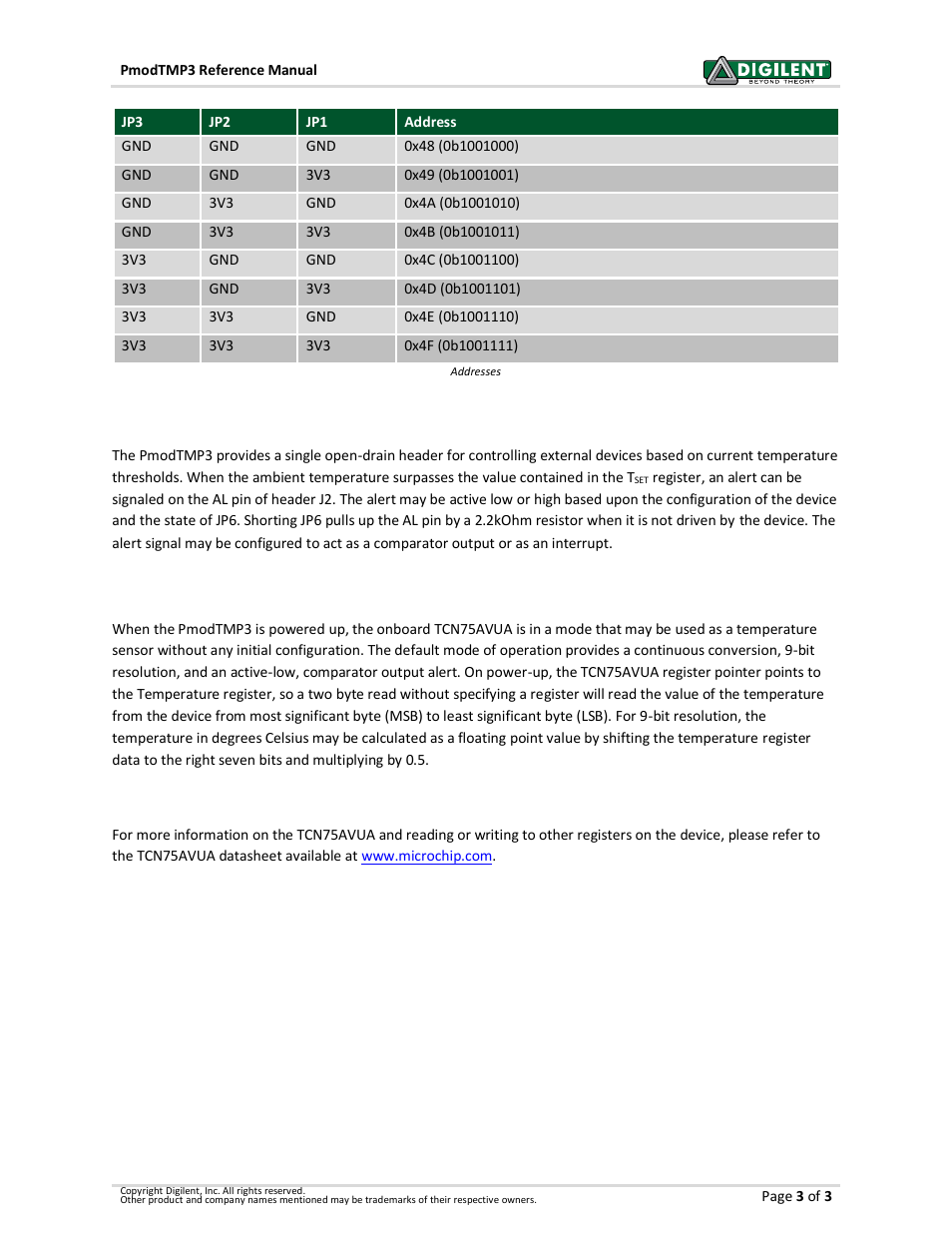 4 open drain output, 5 quickstart operation | Digilent 410-287P User Manual | Page 3 / 3