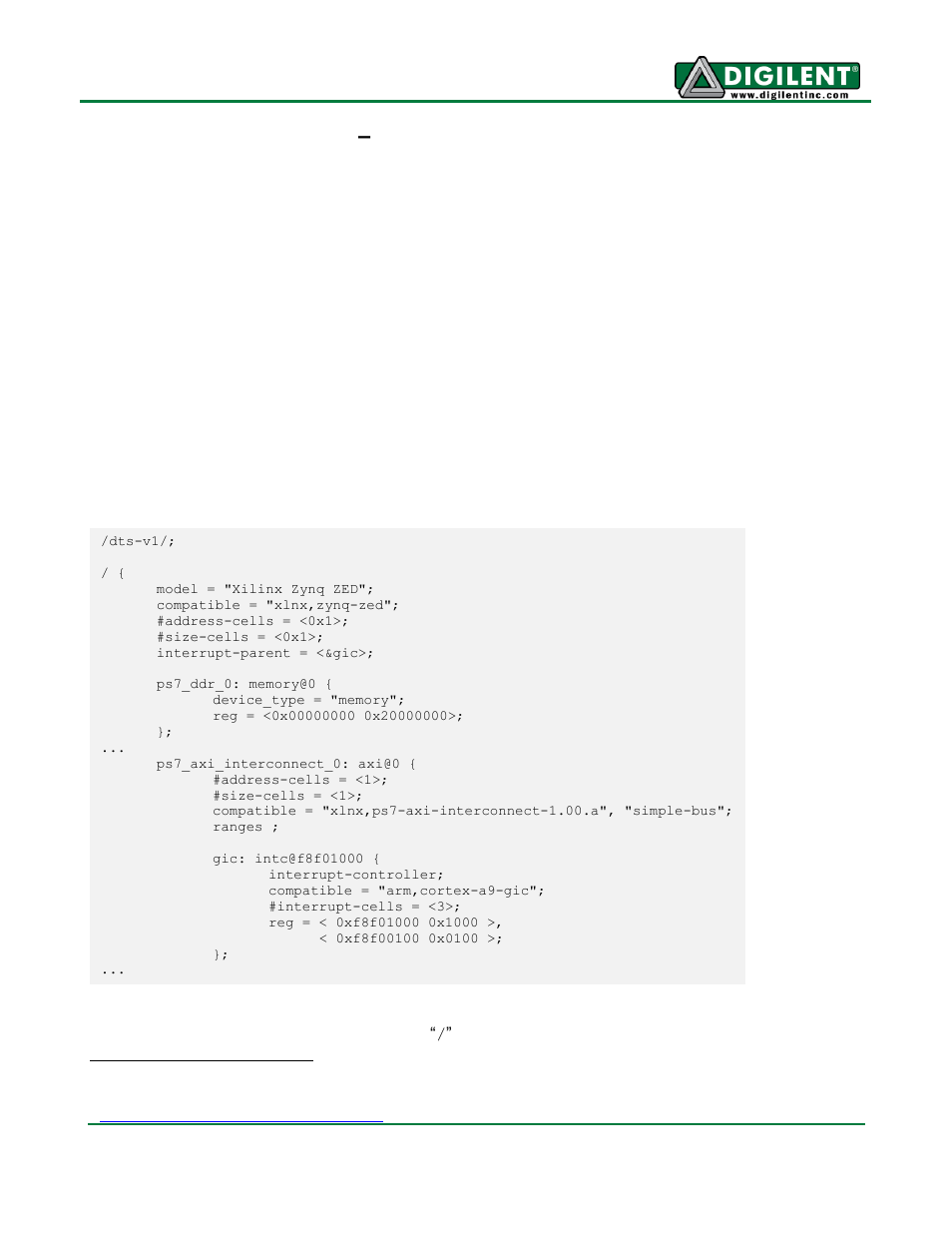 Device tree source (dts) | Digilent Embedded Linux User Manual | Page 4 / 23
