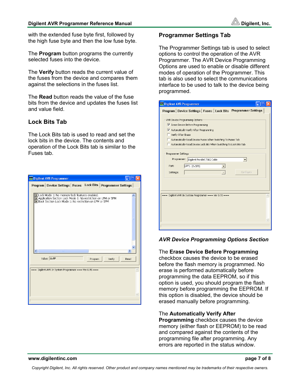 Digilent AVR Programmer User Manual | Page 7 / 8