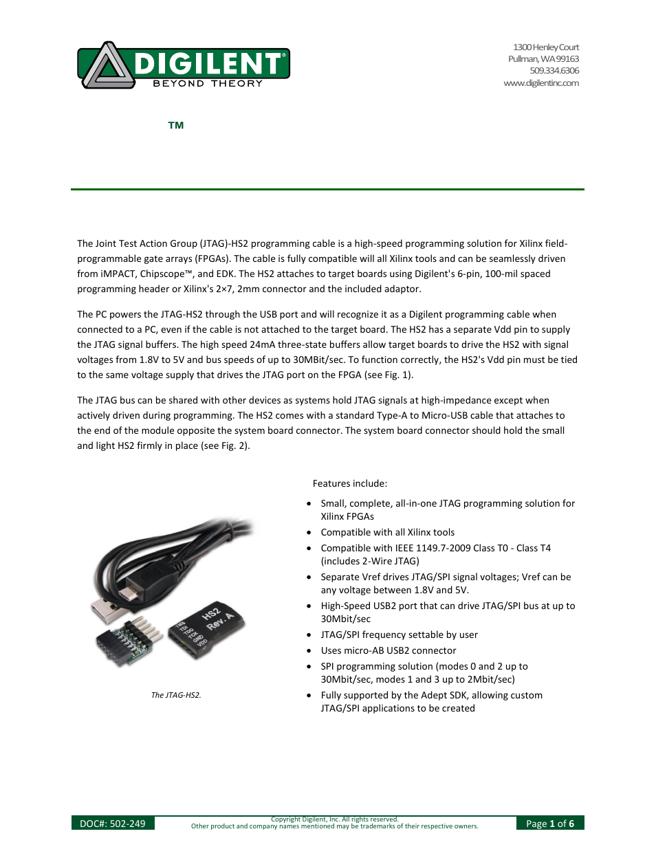 Digilent 410-249P-KIT User Manual | 6 pages