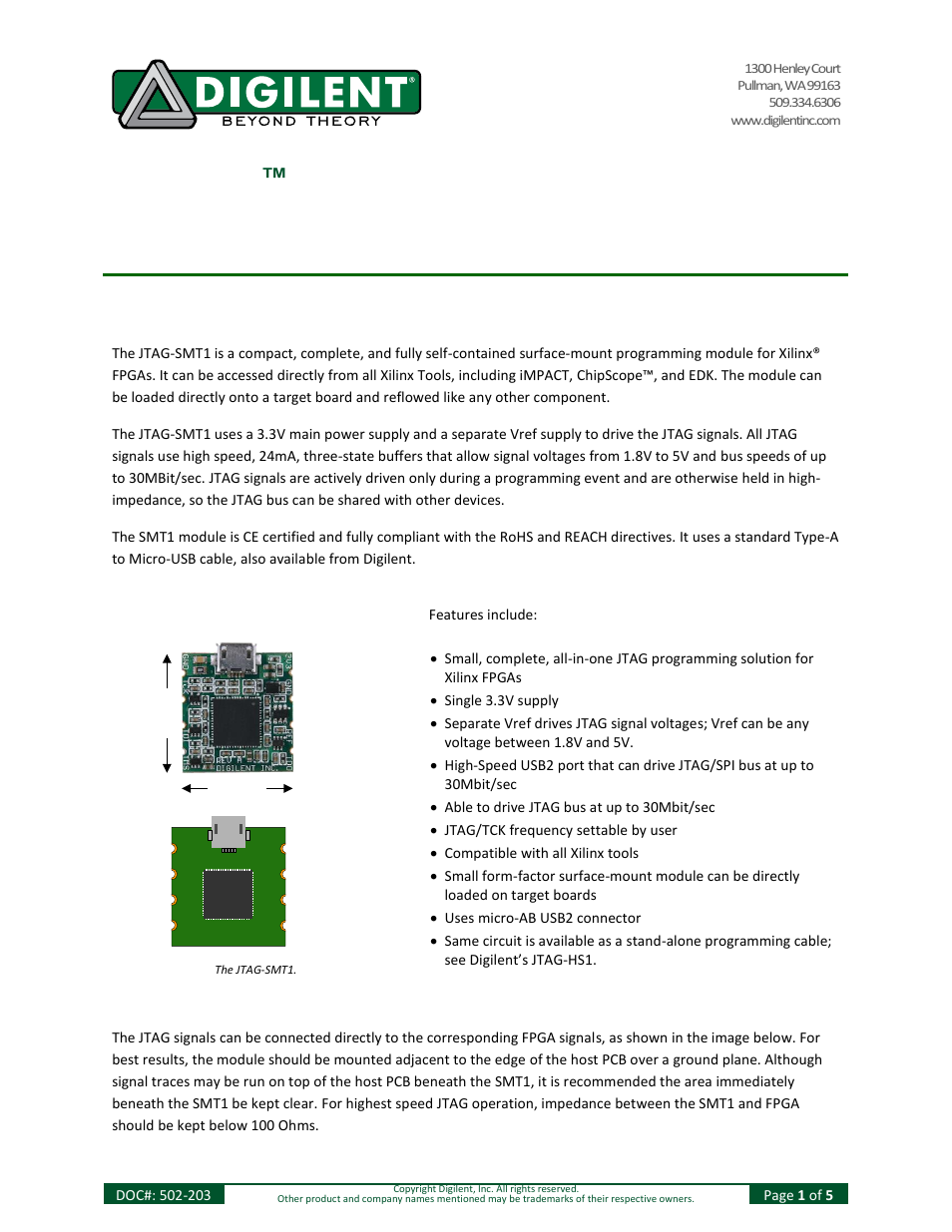 Digilent 210-203P-BOARD User Manual | 5 pages