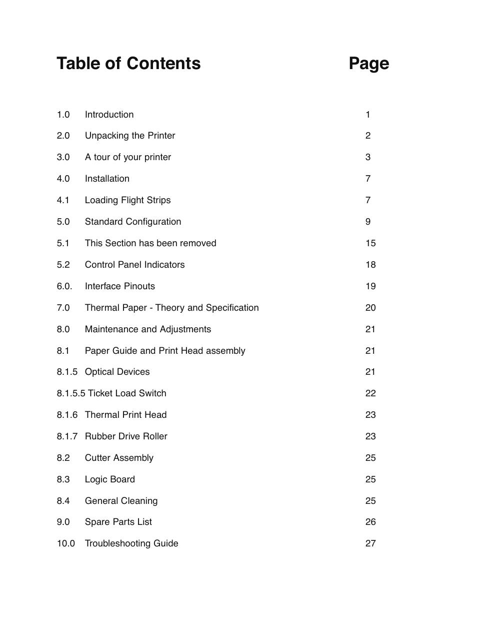 Table of contents page | Boca Research FSP 44 User Manual | Page 3 / 32