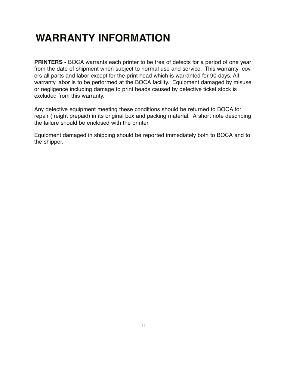 Warranty information | Boca Research FSP 44 User Manual | Page 6 / 32