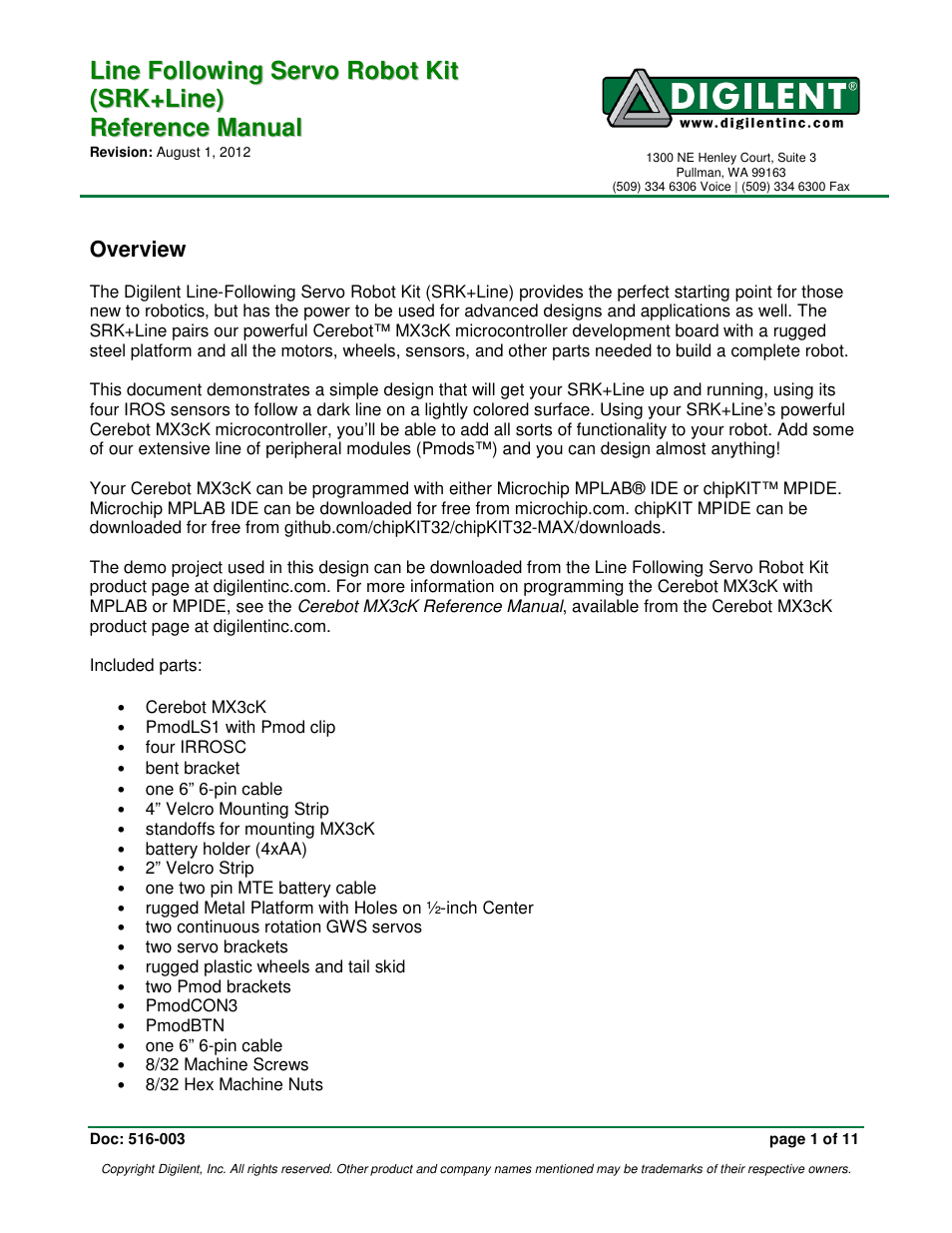 Digilent 240-043P-KIT User Manual | 11 pages