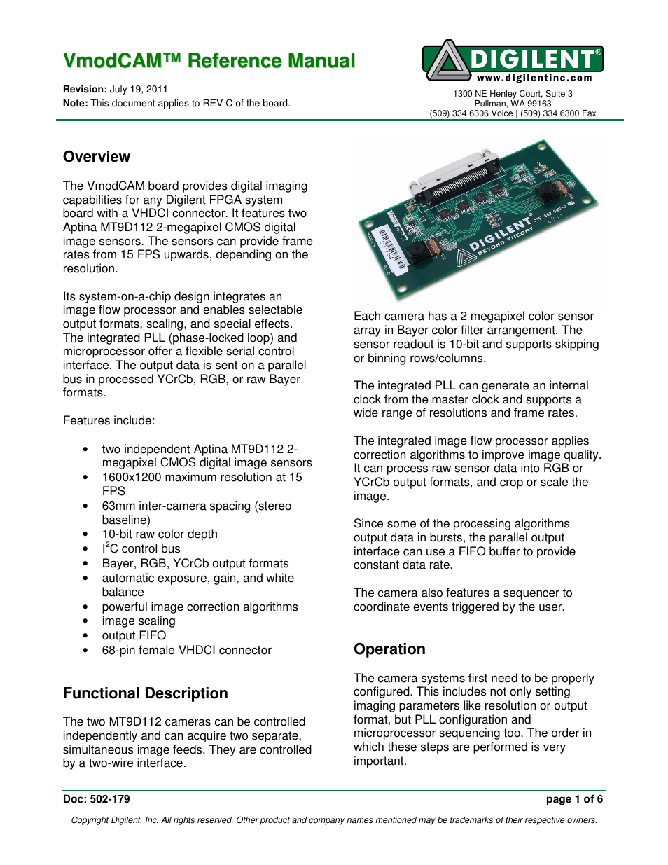 Digilent 210-179P User Manual | 6 pages