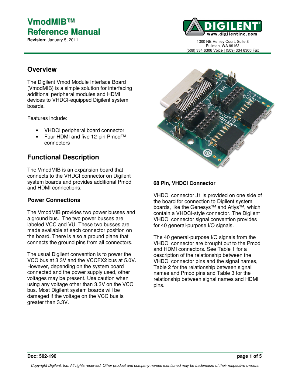 Digilent 210-190P User Manual | 5 pages