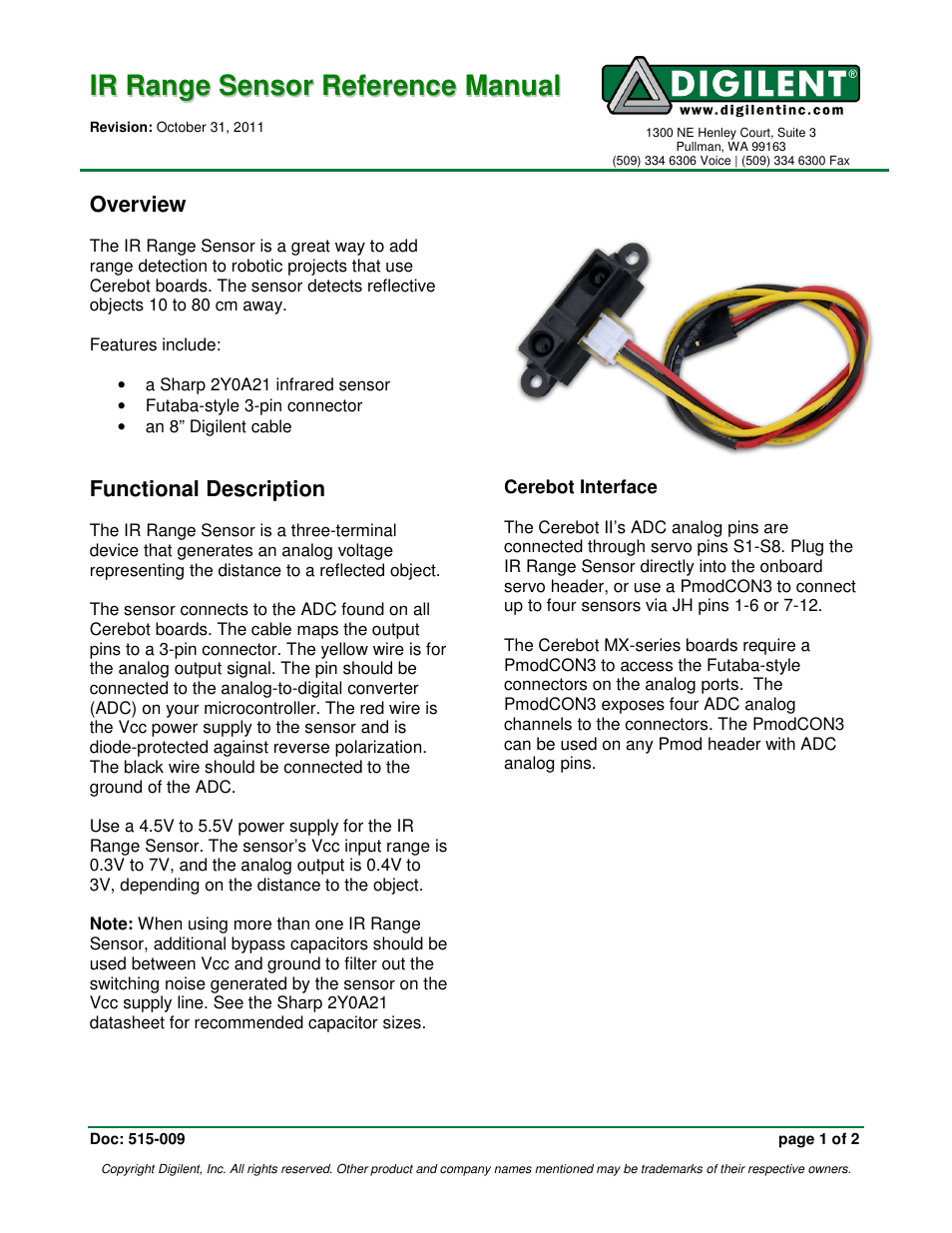 Digilent 240-037P User Manual | 2 pages