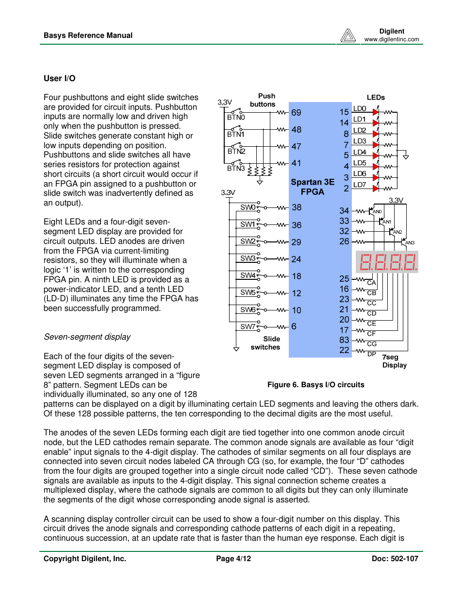 Digilent Basys Board Rev.E User Manual | Page 4 / 12