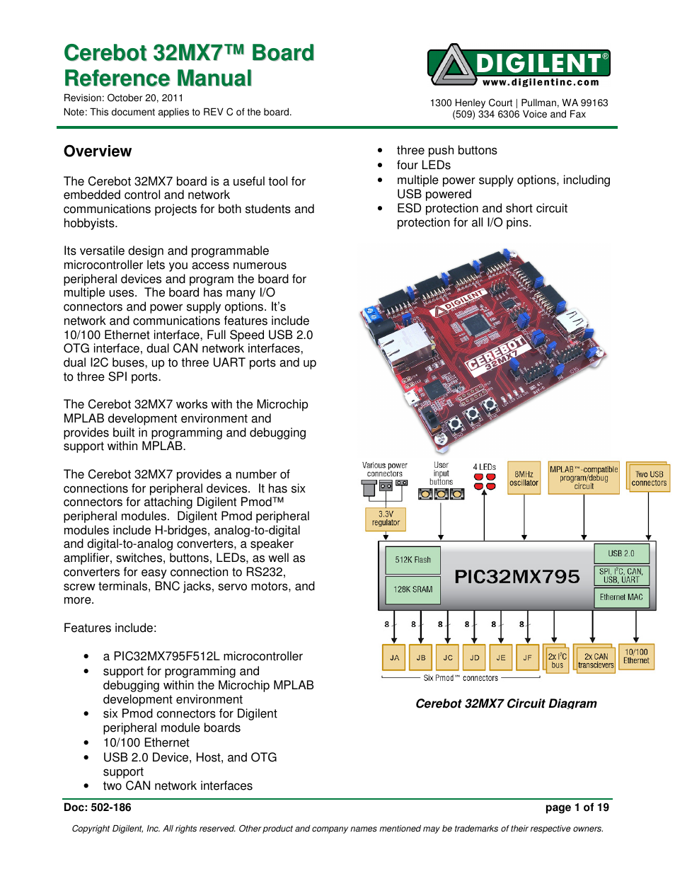 Digilent 32MX7 User Manual | 19 pages