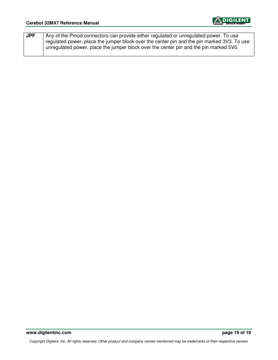 Digilent 32MX7 User Manual | Page 19 / 19