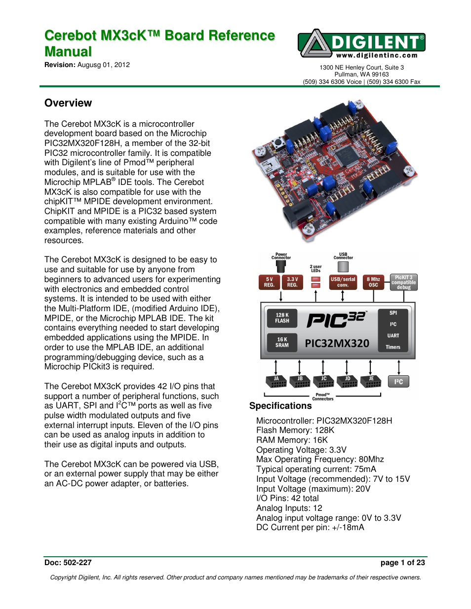 Digilent MX3cK User Manual | 23 pages