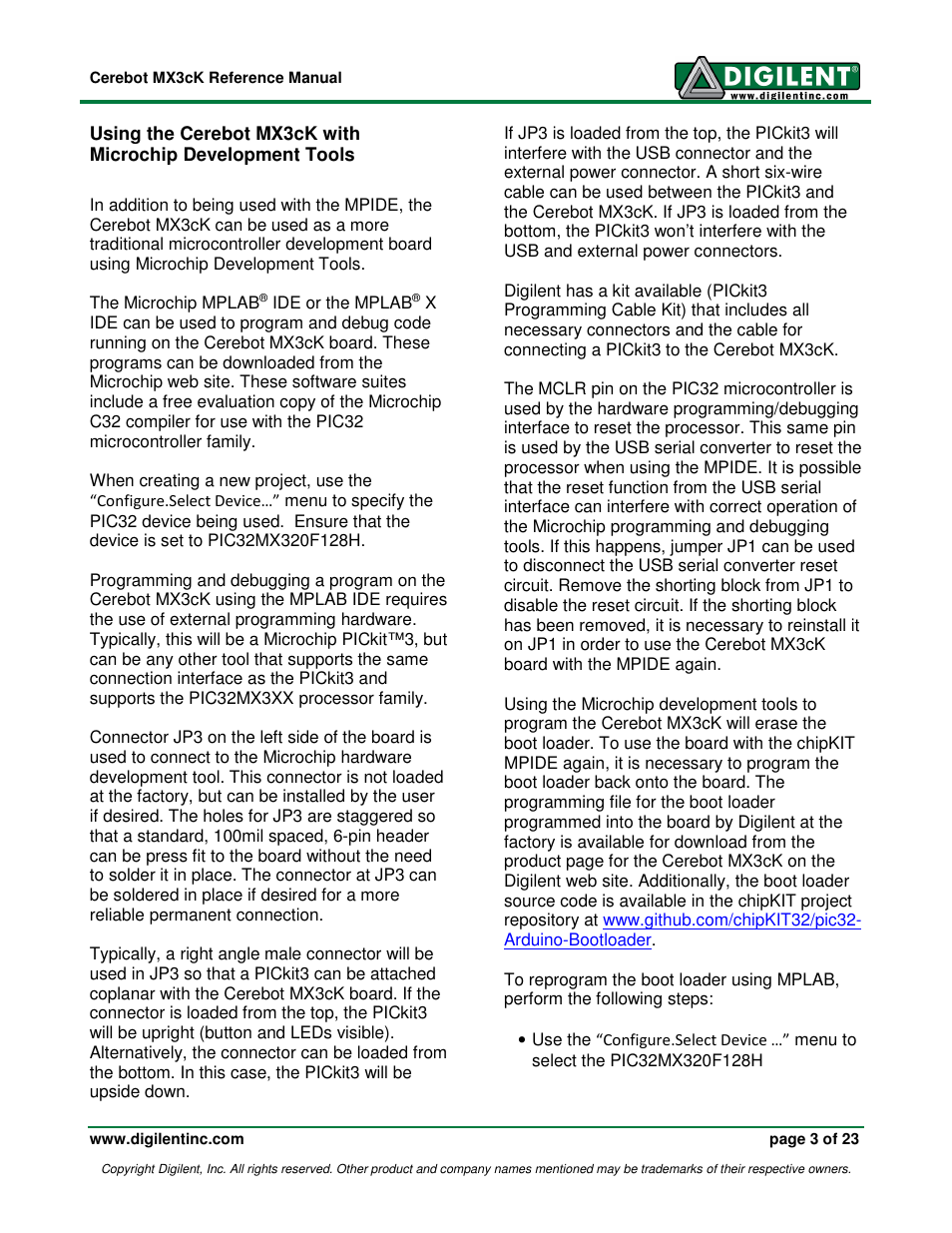 Digilent MX3cK User Manual | Page 3 / 23