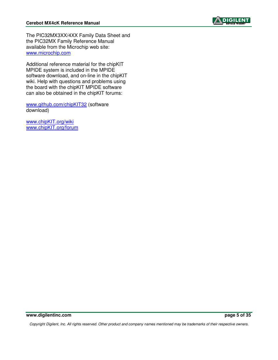 Digilent MX4cK User Manual | Page 5 / 35