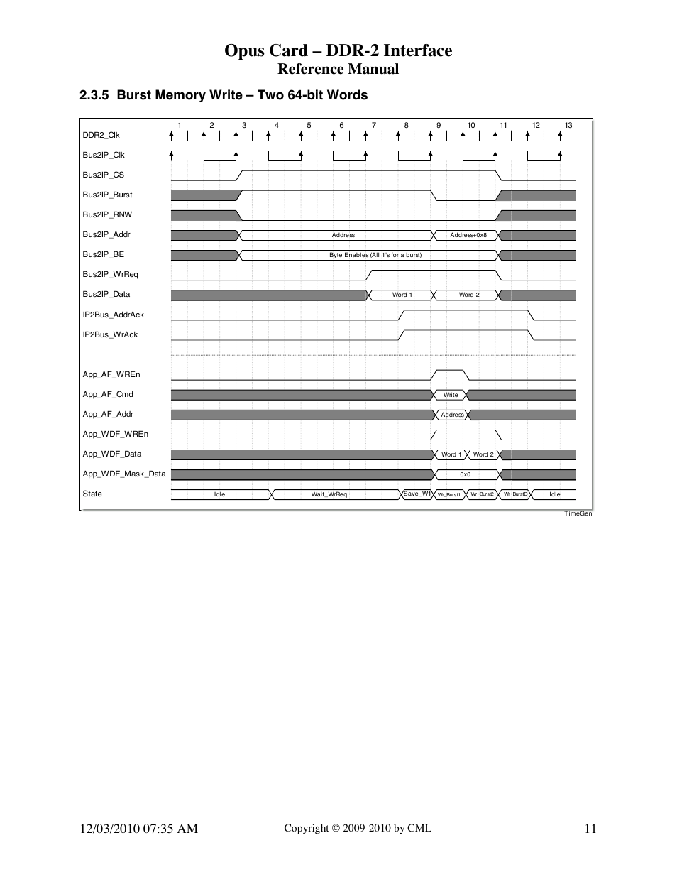 Opus card – ddr-2 interface, Reference manual | Digilent DDR-2 Opus Card User Manual | Page 11 / 22