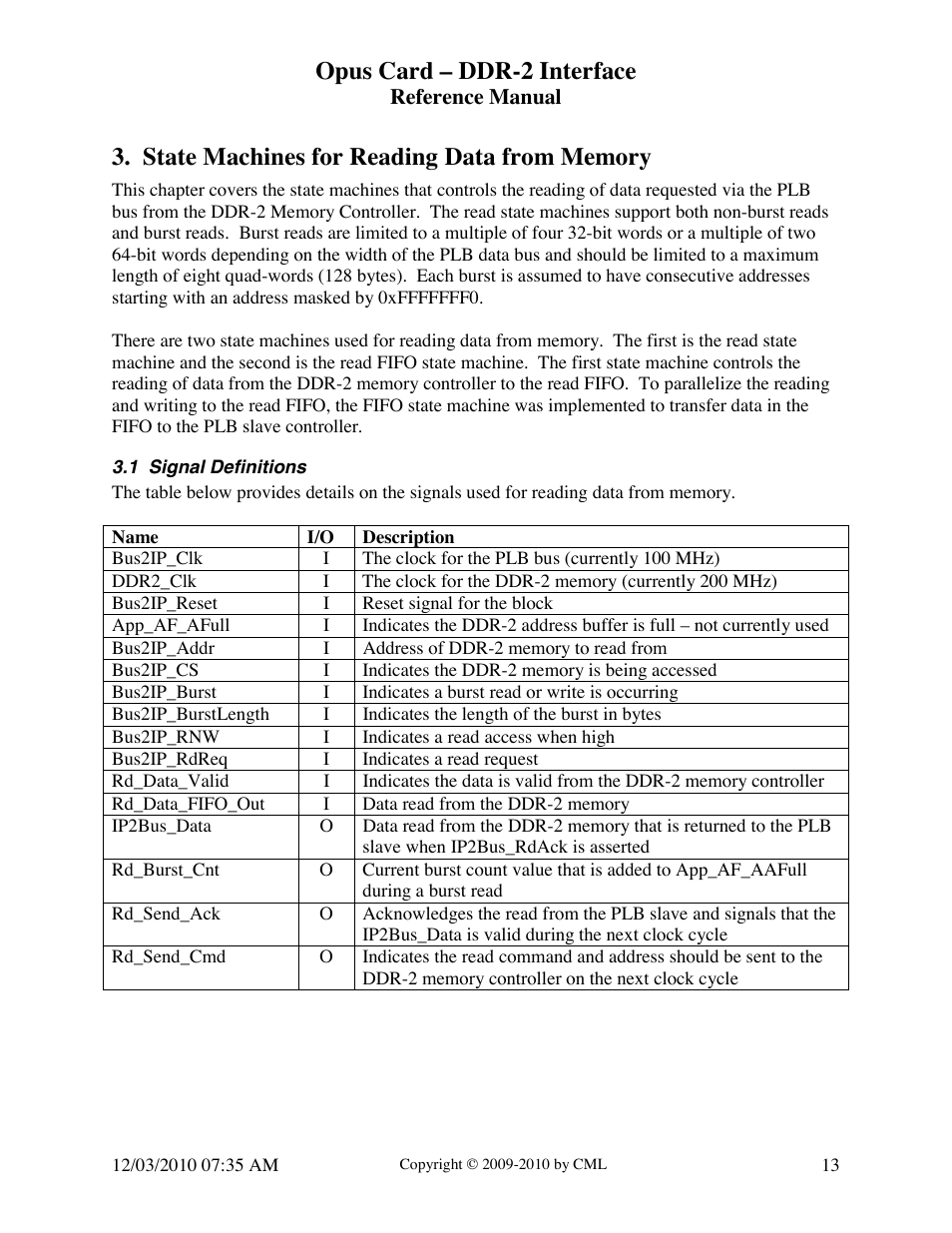 Opus card – ddr-2 interface | Digilent DDR-2 Opus Card User Manual | Page 13 / 22
