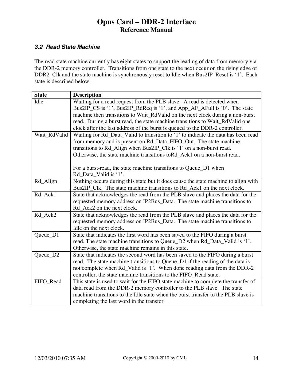 Opus card – ddr-2 interface | Digilent DDR-2 Opus Card User Manual | Page 14 / 22