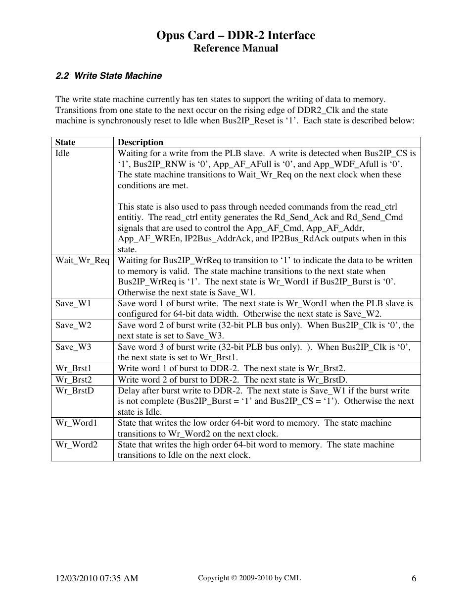 Opus card – ddr-2 interface | Digilent DDR-2 Opus Card User Manual | Page 6 / 22