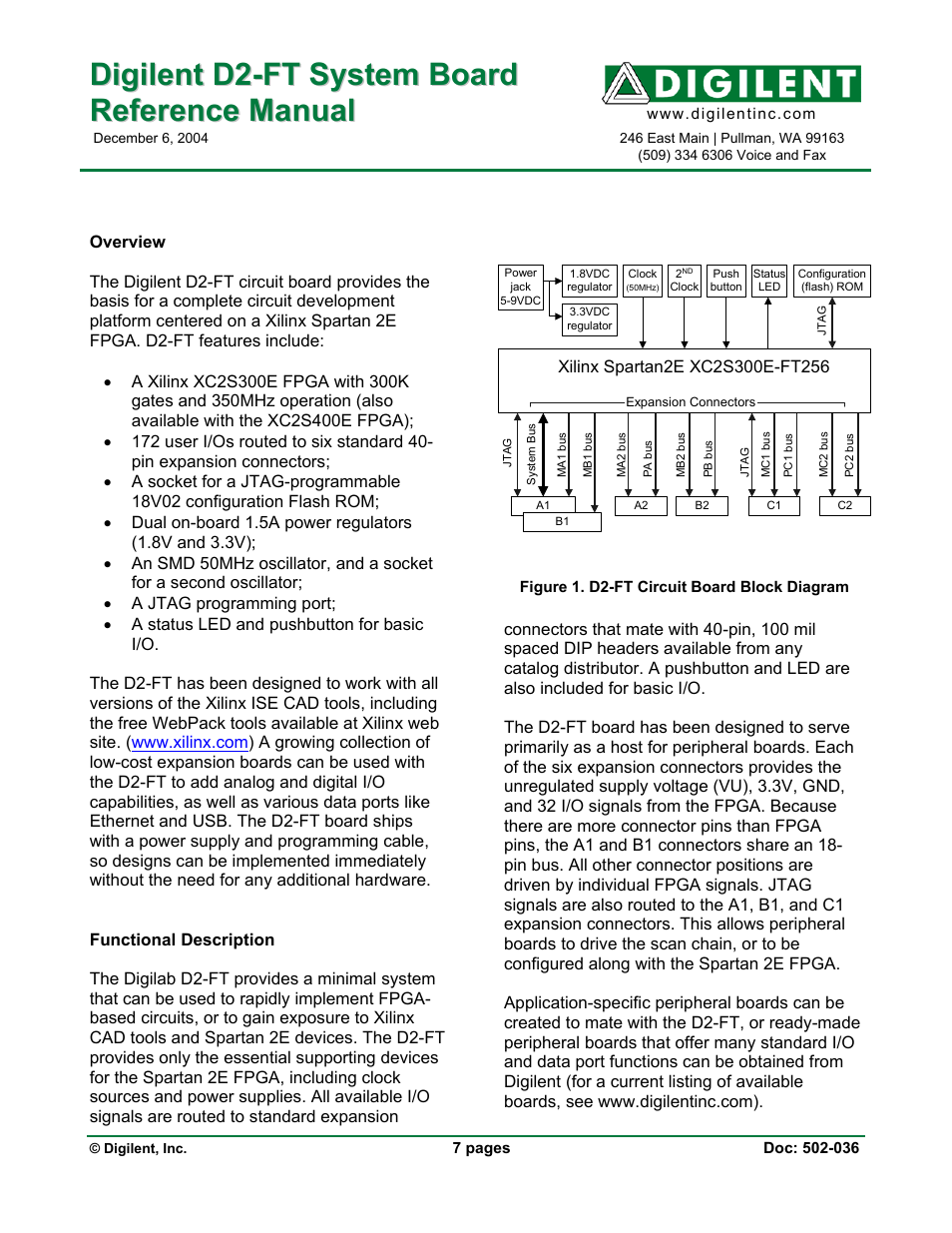 Digilent D2-FT User Manual | 7 pages