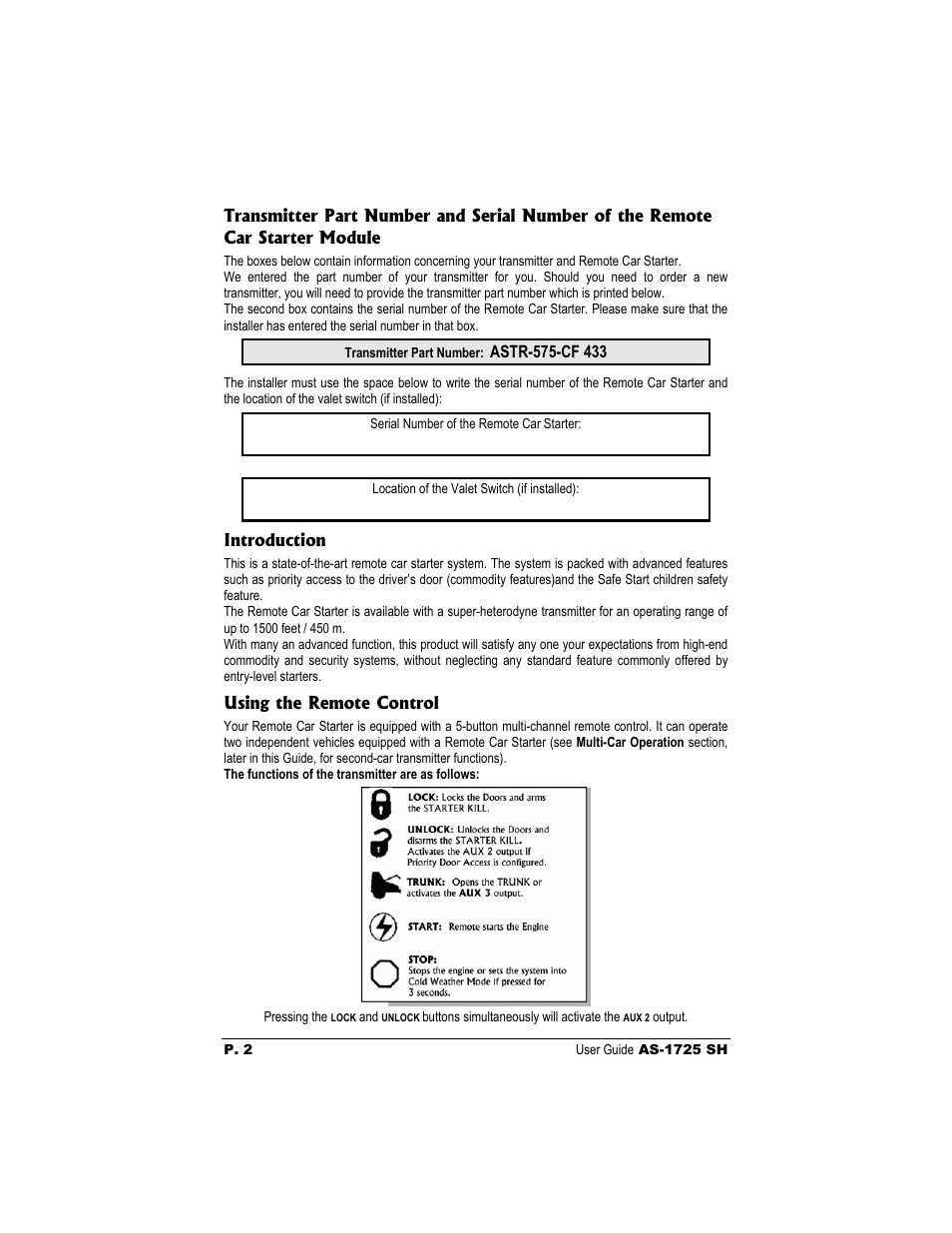 Autostart AS-1725 SH User Manual | Page 2 / 9