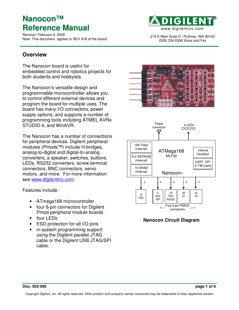 Digilent Nanocon User Manual | 6 pages