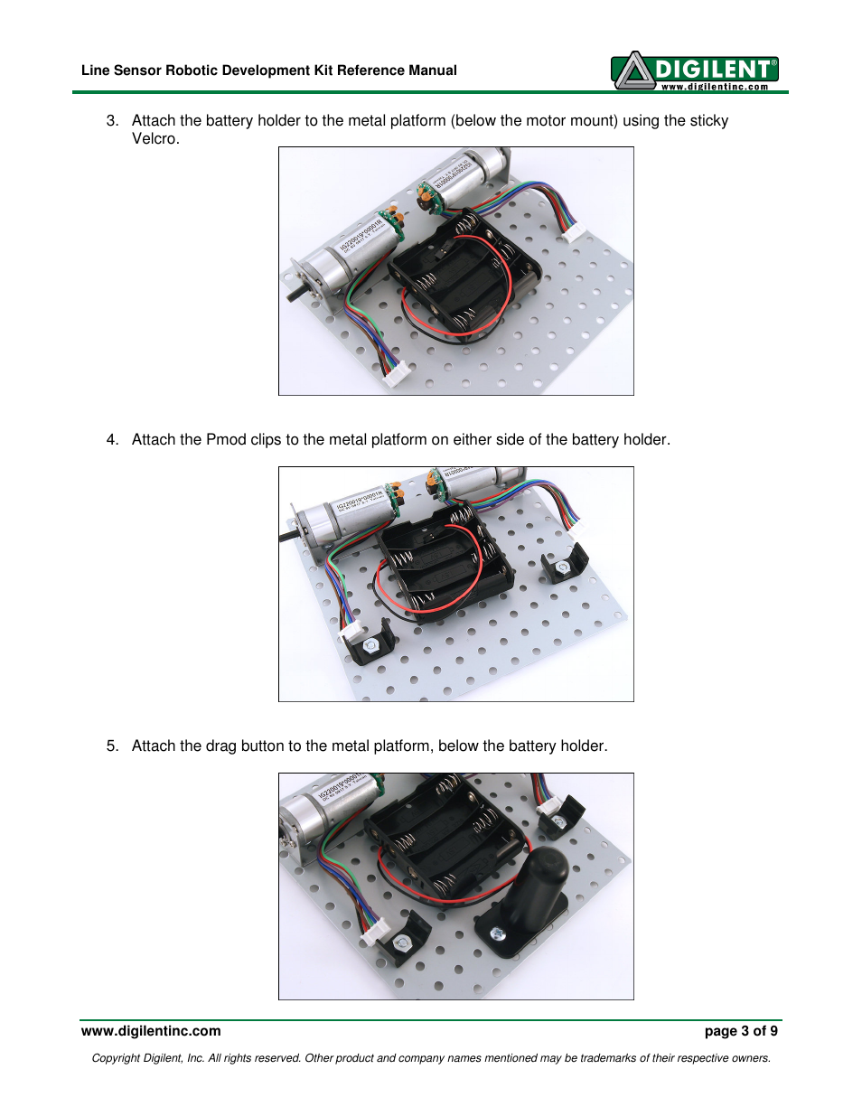 Digilent Robotic Development Kit User Manual | Page 3 / 9