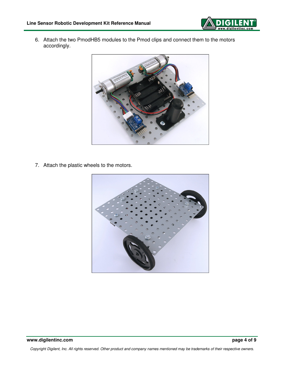 Digilent Robotic Development Kit User Manual | Page 4 / 9